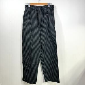 Chef Works Designer Baggy Pants Mens M Black Stripe Kitchen Cook Uniform Pockets